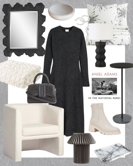 Black and white home and fashion finds 🖤 

Amazon, Amazon home, Ballard, target, target home, H&M, fall, fall fashion, fashion, fashion finds, outfit, black dress, fall dress, long sleeve dress, boots, neutral home decor, accent chair, black bag, black handbag, earrings. Jewelry, end table, beverage table, black lamp, lighting, accent pillow, throw blanket, mirror, vase, decorative accessories, living room, bedroom, entryway, seating area, modern home decor, transitional decor, interior design 

#LTKSeasonal #LTKhome #LTKstyletip
