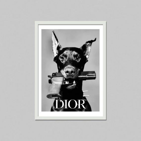 Doberman Gun Poster  Digital Luxury Fashion Poster  | Etsy | Etsy (US)