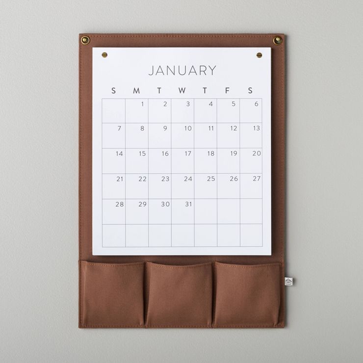 Canvas Pouch 2023-2024 Wall Calendar Brown/White - Hearth &#38; Hand&#8482; with Magnolia | Target