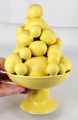Vintage yellow ceramic FRUIT LEMONS TOPIARY CENTERPIECE TREE on COMPOTE 9"  | eBay | eBay US