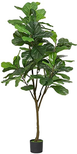 VIAGDO Artificial Fiddle Leaf Fig Tree 6ft Tall 86 Decorative Faux Fiddle Leaves Fake Fig Silk Tree in Pot Artificial Tree for Home Office Living Room Bathroom Corner Decor Indoor | Amazon (US)