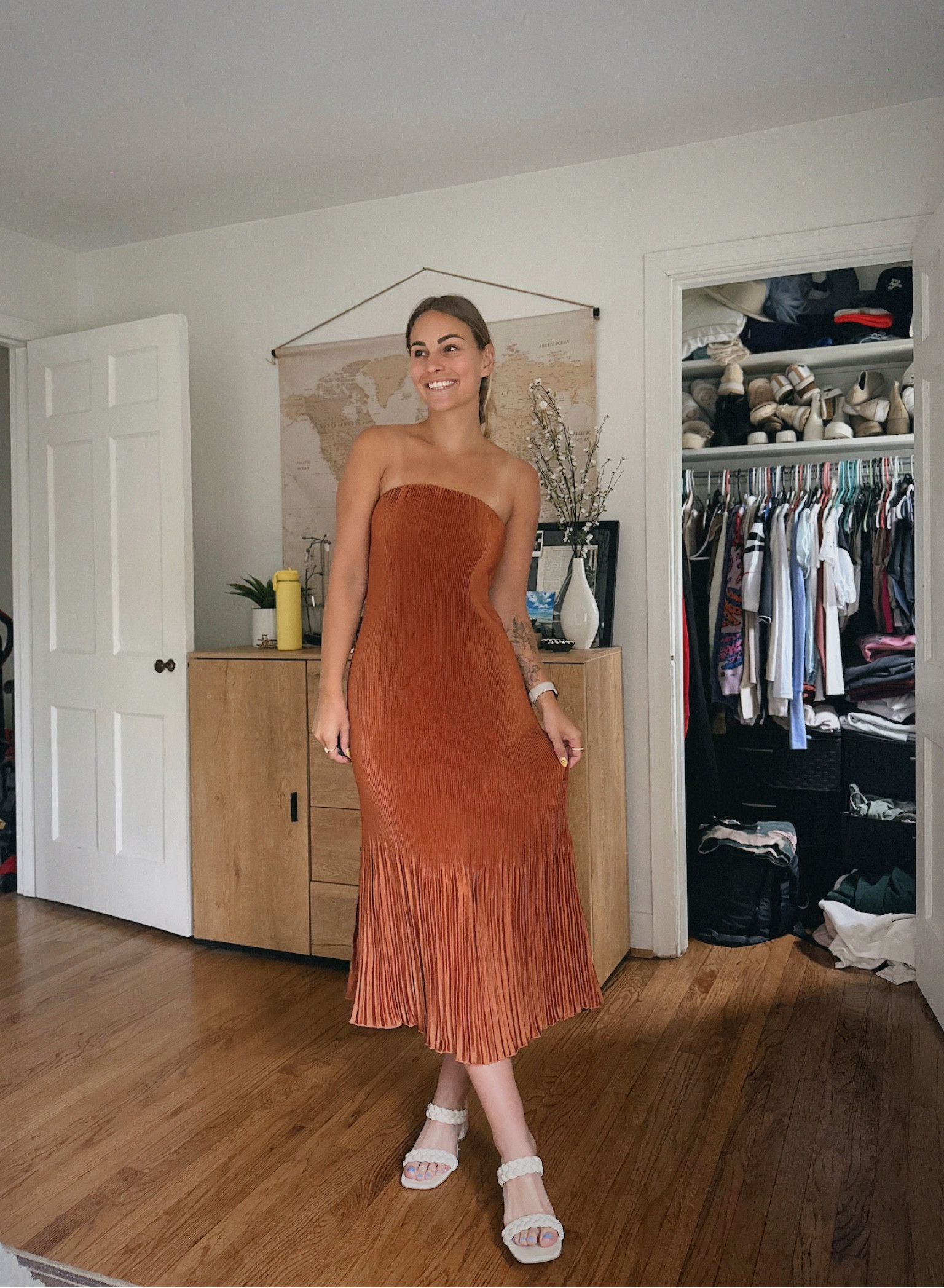 A super fun, unique wedding guest dress! The accordion style makes this dress so stretchy and comfy!! Wearing a small, and it comes with attachable straps if you don’t want it to be strapless! 

#LTKsalealert #LTKFind #LTKwedding