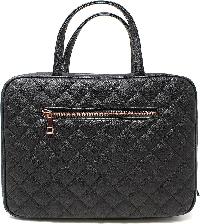 Ms Lovely Leather Toiletry Travel Bag for Women - Large Cosmetic Size with 4 Pockets - Rose Gold ... | Amazon (US)