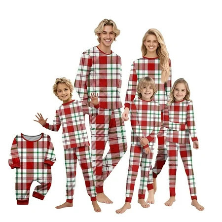 Onlypjs Matching Family Christmas Pajamas Sets for Men, Women and Couples – Holiday Plaid Pajamas – Cozy Christmas Family Pajamas Matching Sets | Walmart (US)