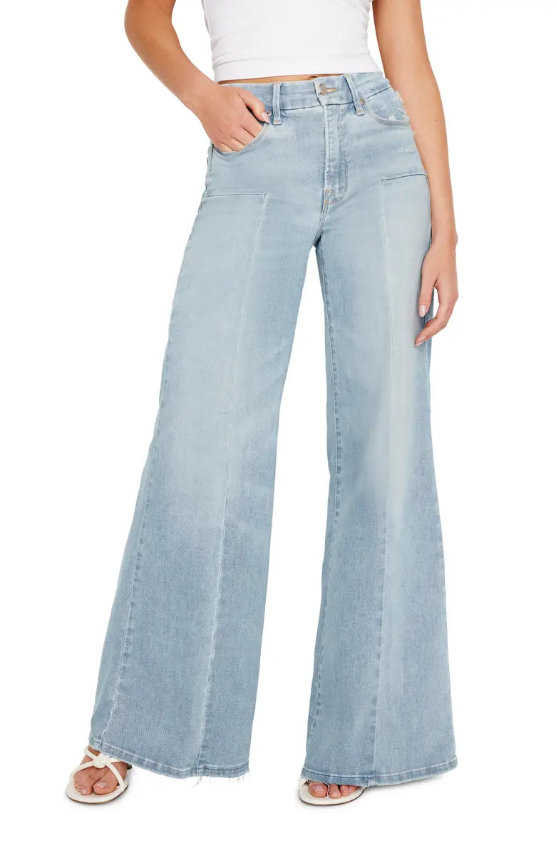Good American Good Waist Distressed Palazzo Jeans | Nordstrom | Nordstrom