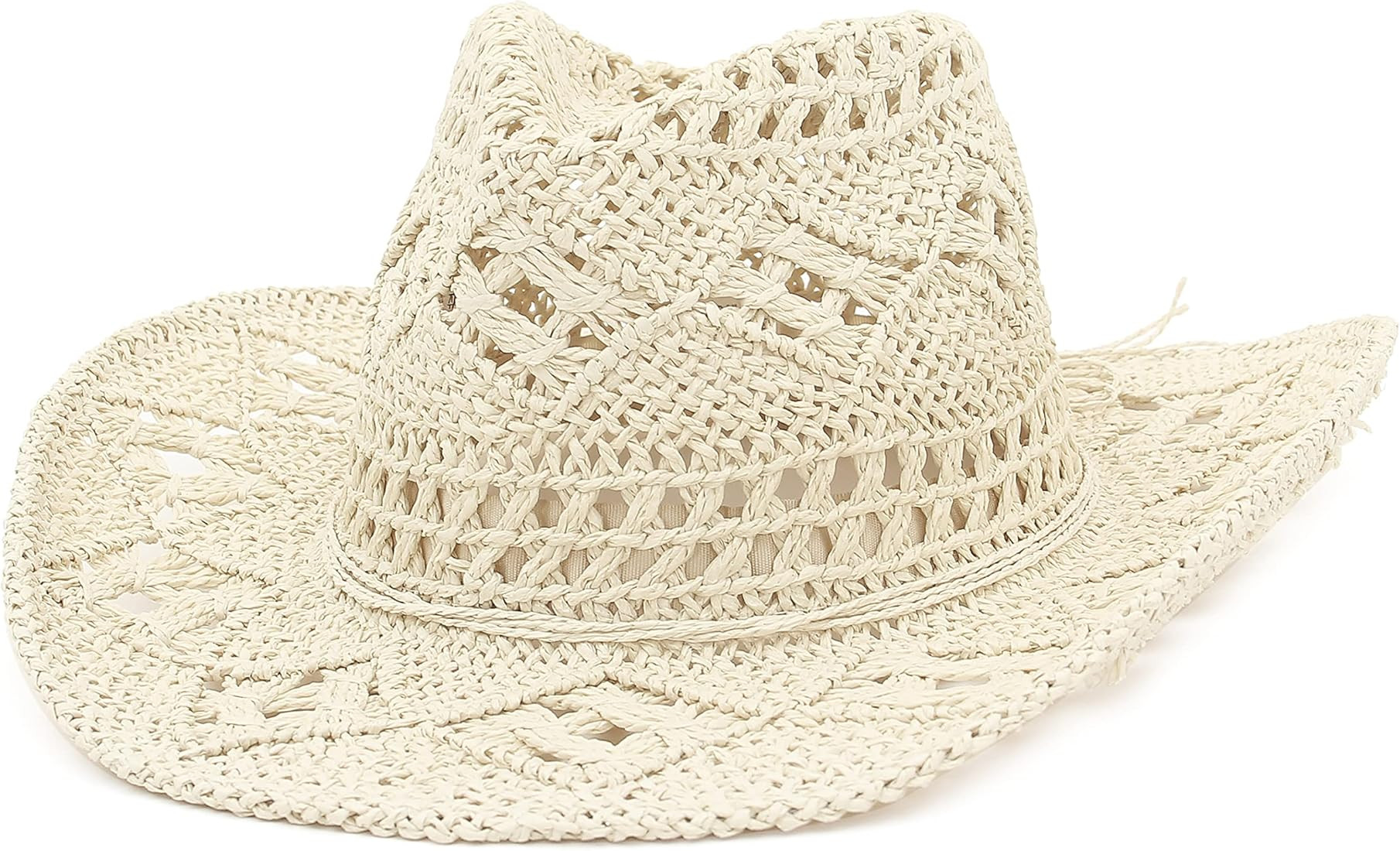 GEMVIE Men & Women's Summer Cowboy Cowgirl Straw Hat Hollow Out Style Roll Up Brim Cowboy Sun Hat | Amazon (CA)