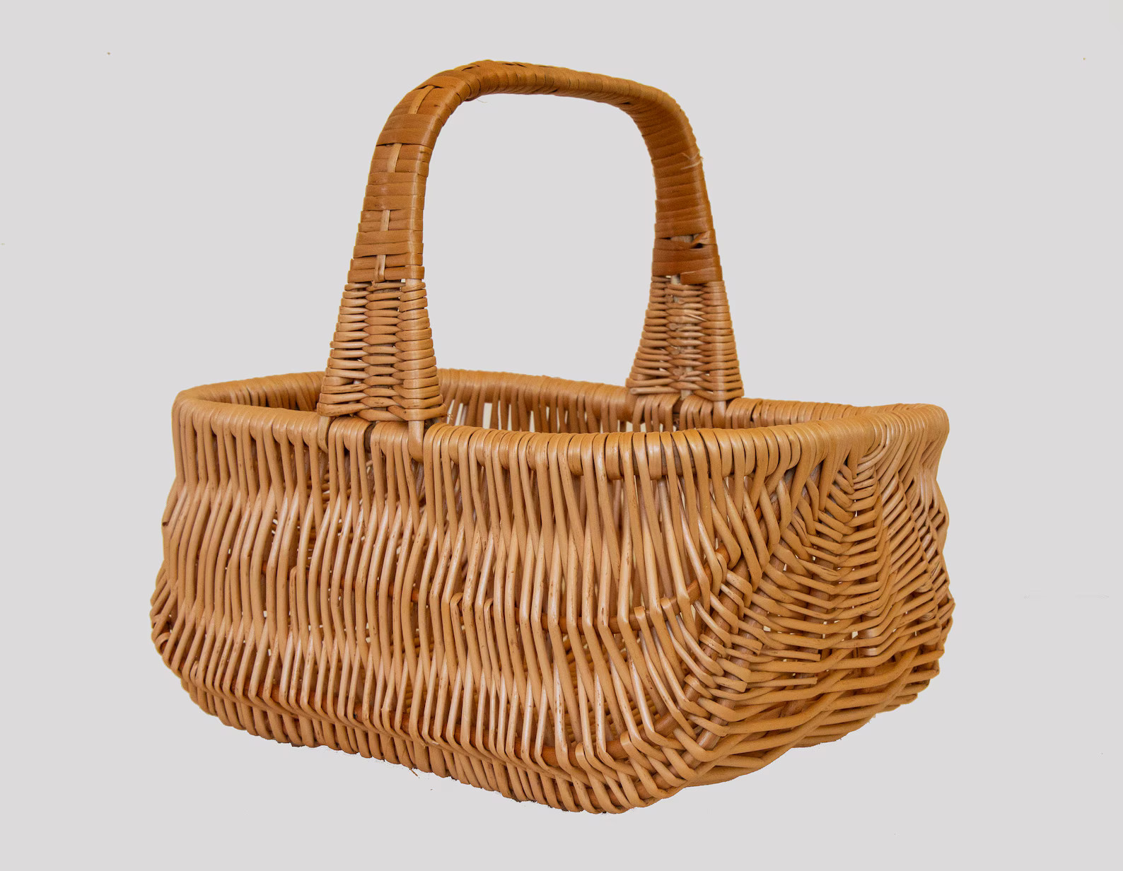 Handmade Wicker Basket With One Top Handle Picnic Basket Market Basket Shopping Basket Fruit Bask... | Etsy (US)