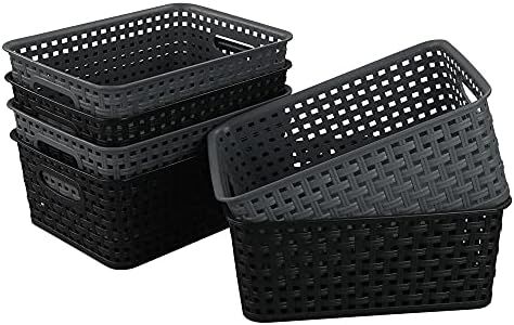 DynkoNA 6-pack Plastic Small Basket, Bathroom Storage Bins | Amazon (US)