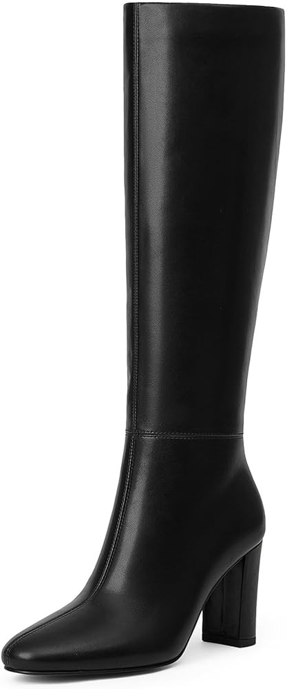 Modatope Knee High Boots for Women Chunky Heel Rounded Toe Womens Tall Boots | Amazon (US)