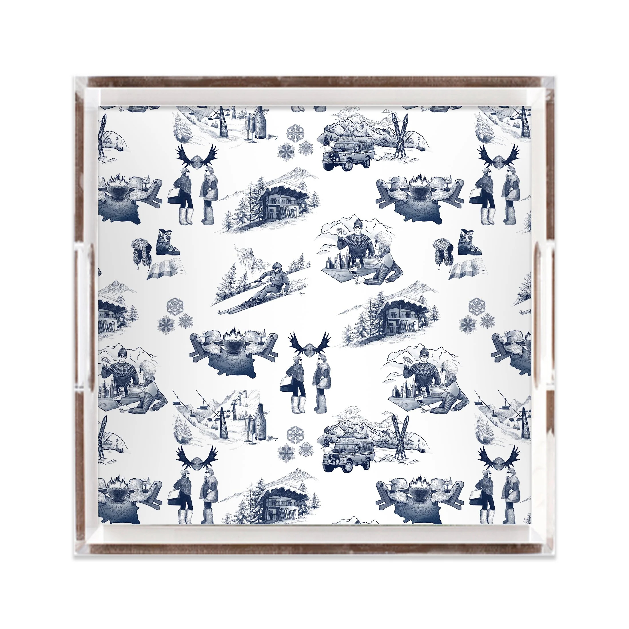 Après Ski Toile Lucite Tray | Katie Kime Inc