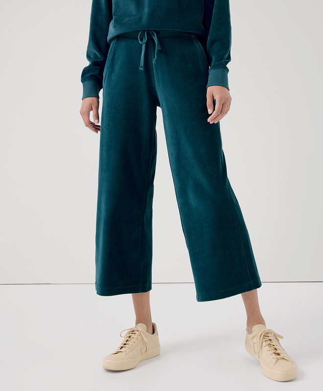 Women’s Cotton Velour Wide Leg Crop Pant made with Organic Cotton | Pact | Pact Apparel