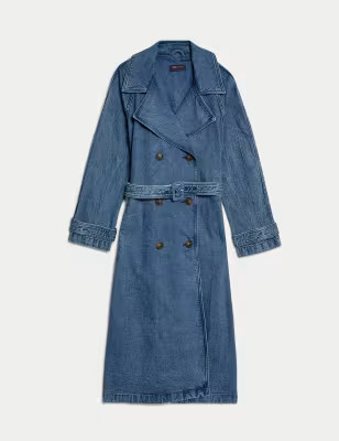 Cotton Rich Denim Belted Trench Coat | M&S Collection | M&S | Marks & Spencer IE
