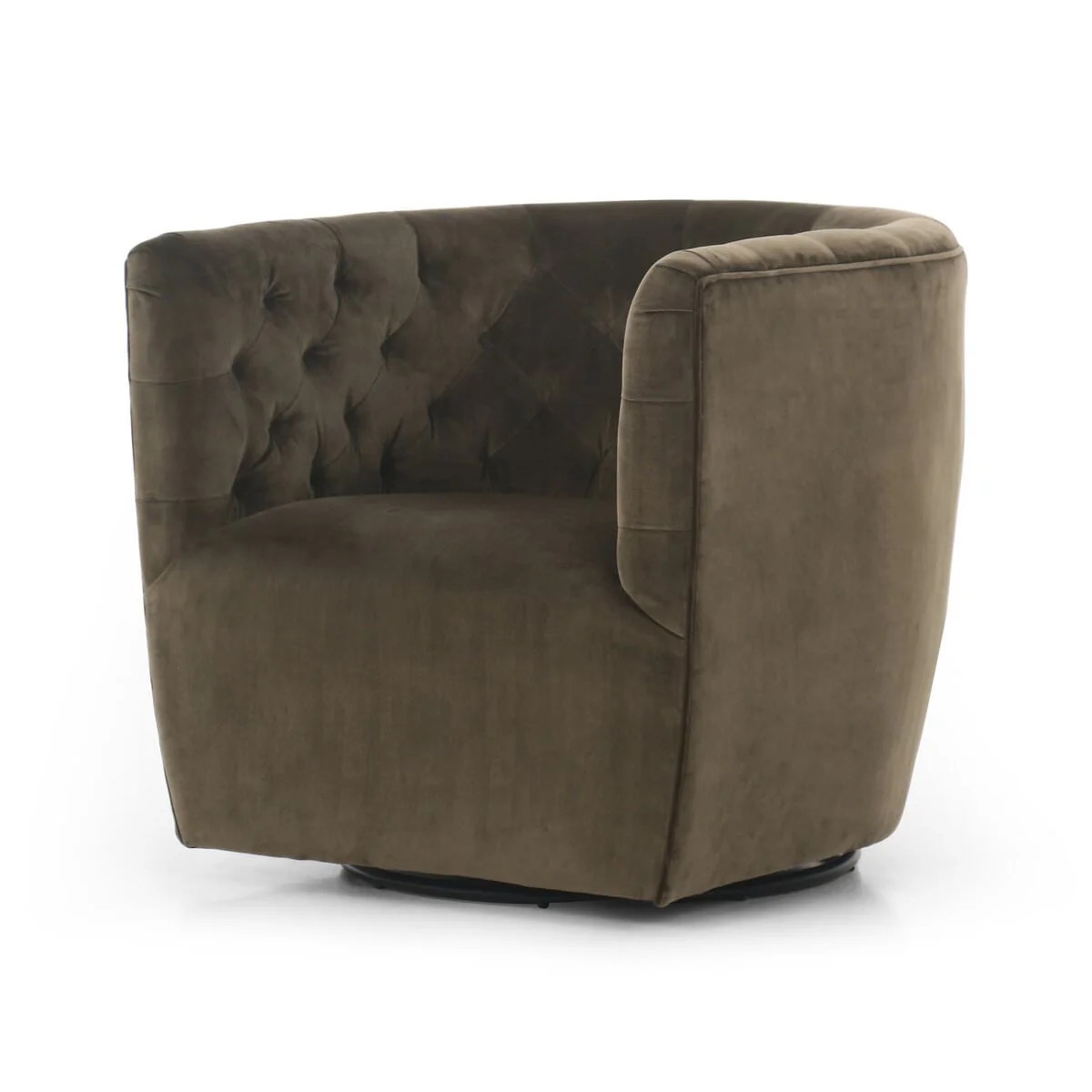 Four Hands Hanover Swivel Chair in Surrey Olive | The Addison West