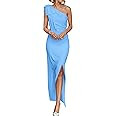 PRETTYGARDEN Women's Summer One Shoulder Long Formal Dresses Sleeveless Ruched Bodycon Wedding Gu... | Amazon (US)