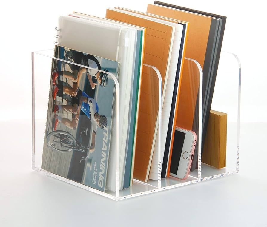 SANRUI Clear Acrylic Magazine File Holder Desk Organizer for Office Organization and Storage with... | Amazon (US)