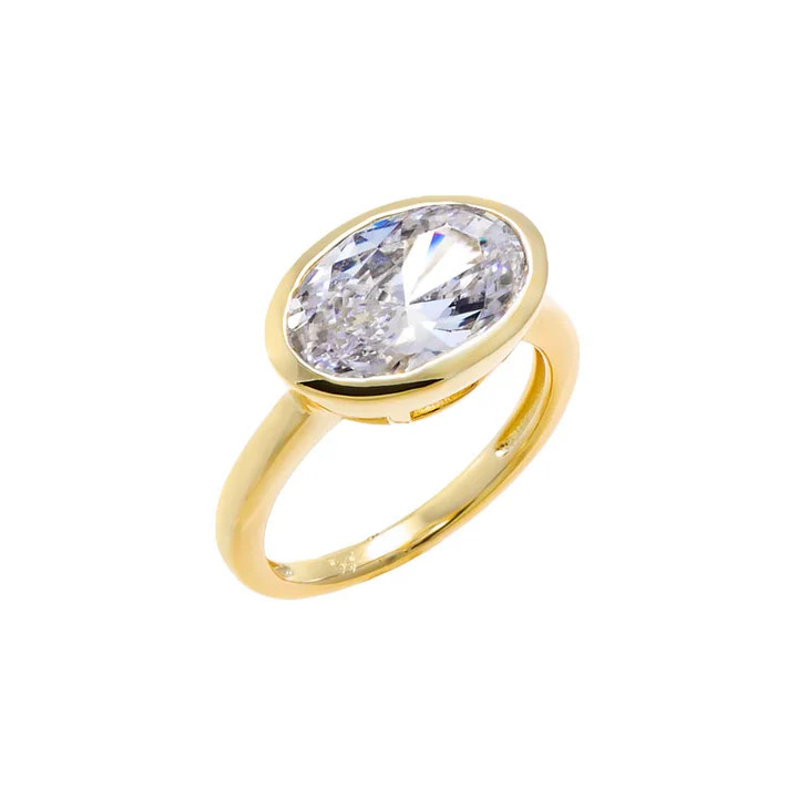 CZ Oval Bezel Pinky Ring | Adina Eden