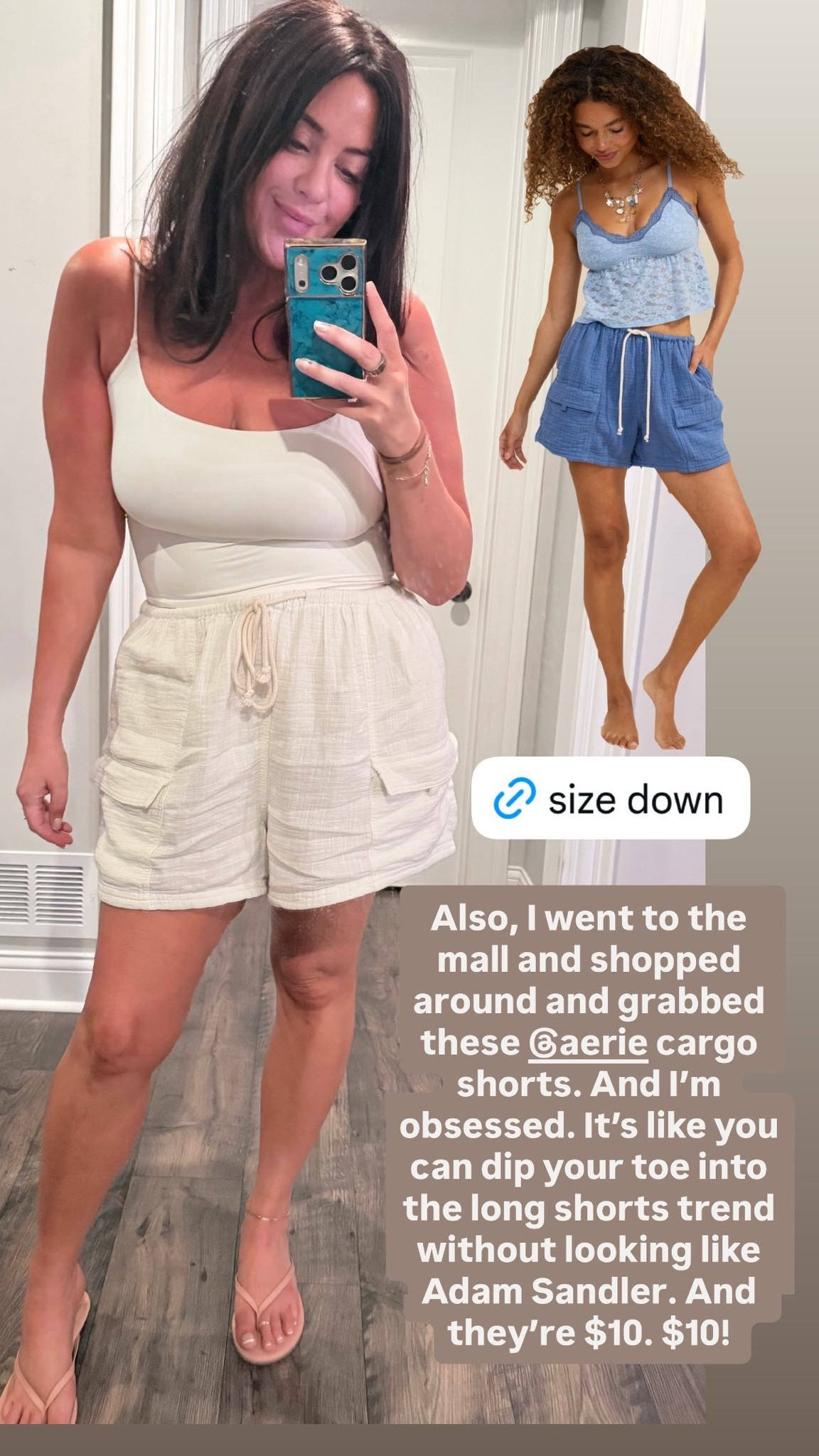 These Aerie cargo shorts are only $10! They’re a perfect little dabble into the long-shorts moment. So soft and comfy. Size down! I have them in cream (which is *ever-so-slightly* sheer — just wear nude underwear and you’re good!), and they also come in beige, blue, and charcoal grey.

#LTKMidsize #LTKootd