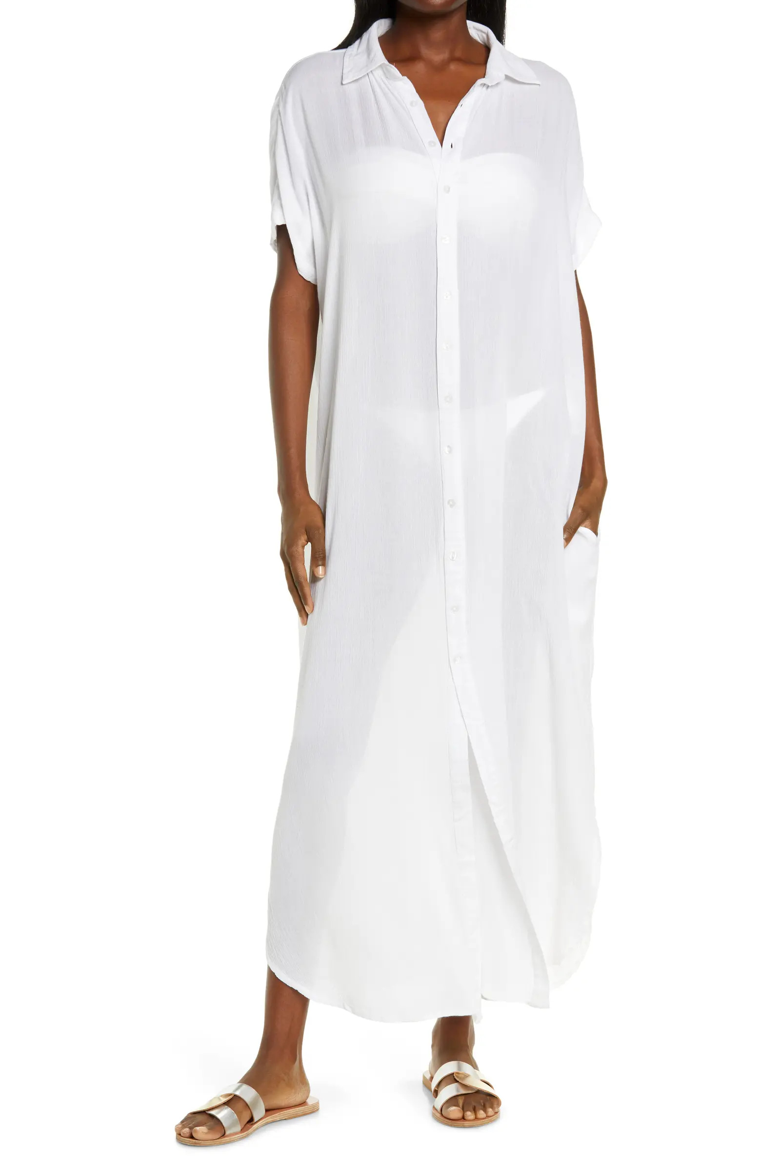 Elan Button-Down Maxi Cover-Up Dress | Nordstrom | Nordstrom