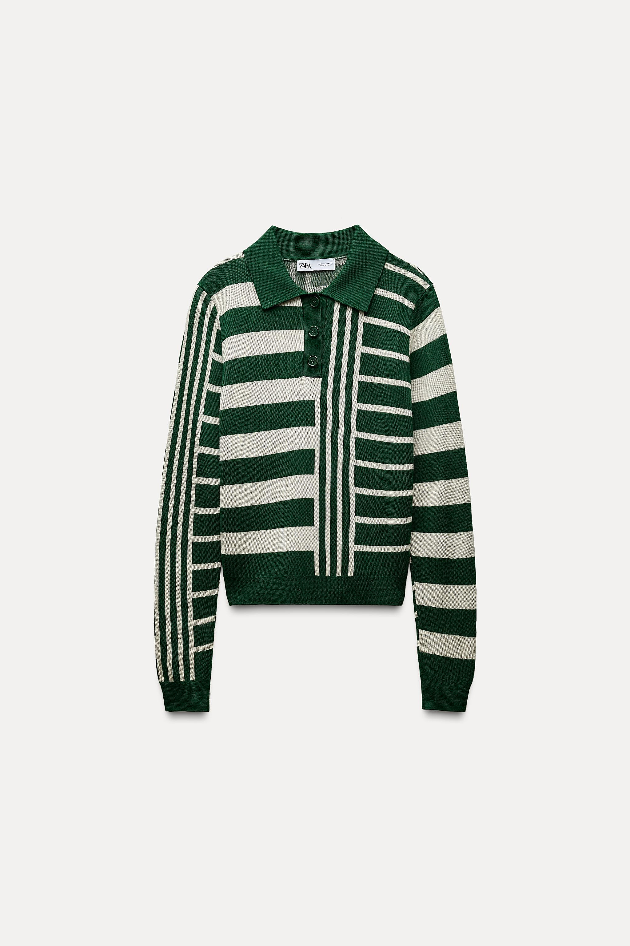STRIPED POLO KNIT SWEATER | Zara UK