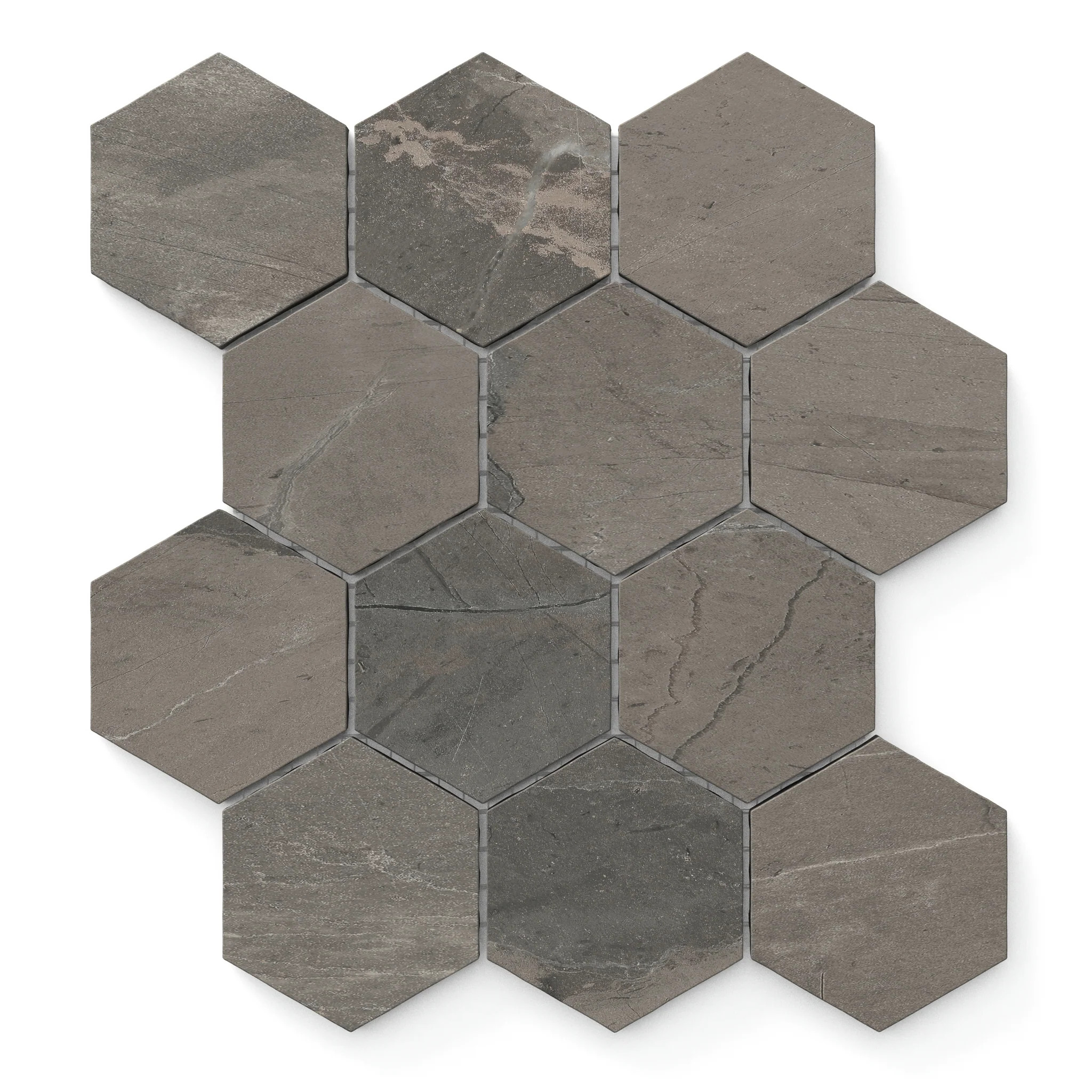 Declan 3x3 Matte Porcelain Hexagon Mosaic Tile in Fog | Edward Martin