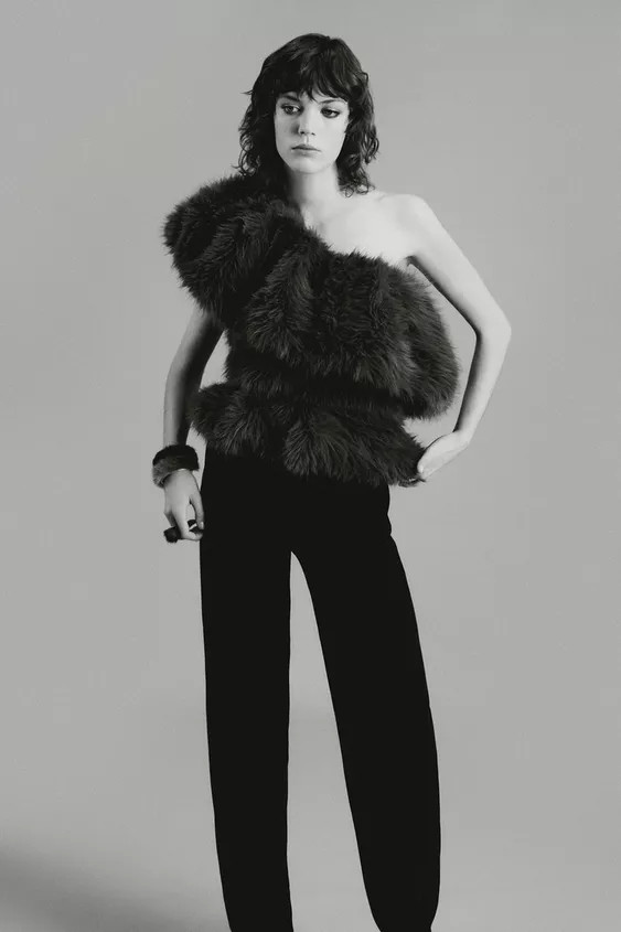 LIMITED EDITION ASYMMETRIC FAUX FUR TOP | Zara UK