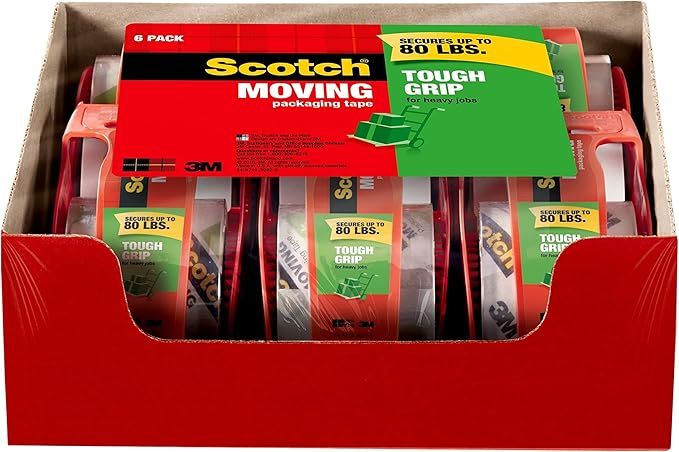 Scotch Tough Grip Moving Packaging Tape, 1.88"x 22.2 yd, Designed for Moving and Packing, Stays S... | Amazon (US)