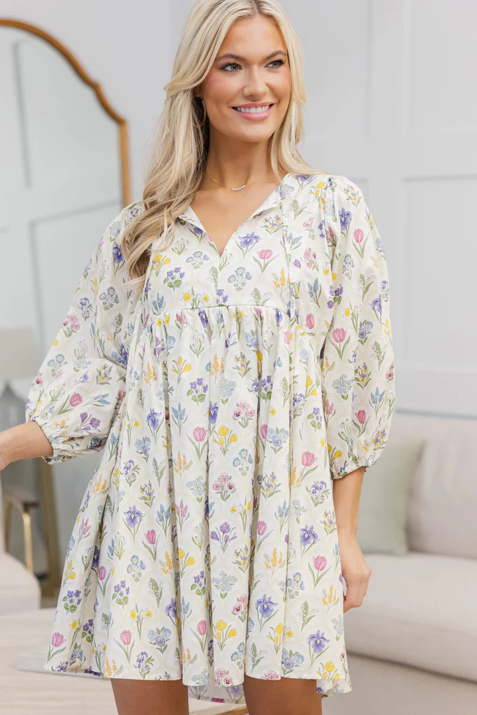 NURSING COLLECTION: It's All True Cream Floral Dress | The Mint Julep Boutique