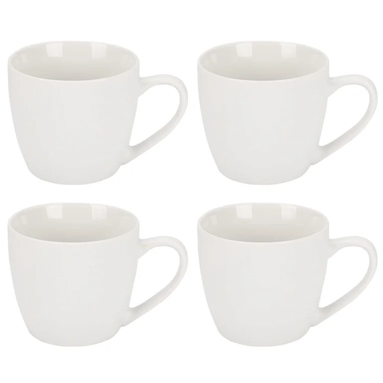 4-Pack White Ceramic Coffee Mug Set, 16.91 fl oz | Walmart (US)