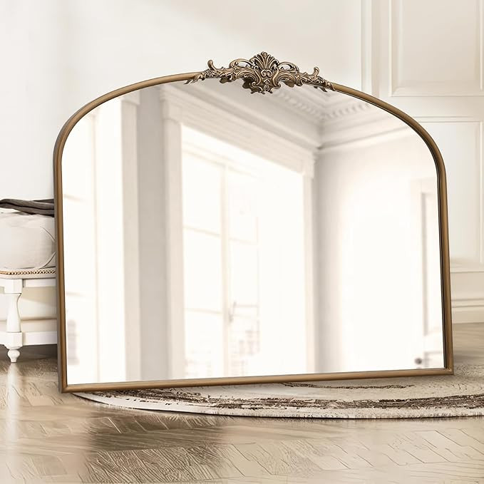 Large Arched Mirror, 40 x 30 Inch Gold Traditional Vintage Ornate Baroque Large Mirror Antique St... | Amazon (US)