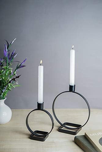 GoCraft Modern Metal Candle Holder | Iron Candlestick Holder, Matte Black (Set of 2) | Amazon (US)