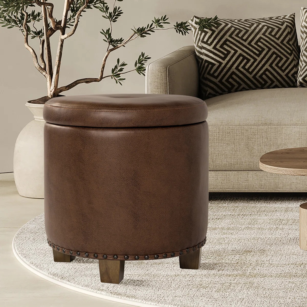 George Oliver Mayen 19" Wide Round Storage Ottoman | Wayfair | Wayfair North America