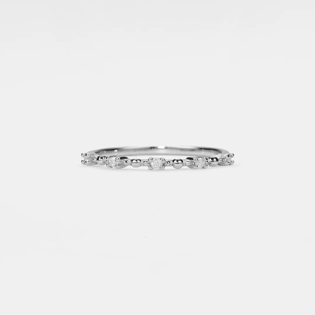 PERIMADE Moissanite Thin Band Ring • Round Cut Moissanite Stacking Ring • Sterling Silver Eng... | Etsy (US)