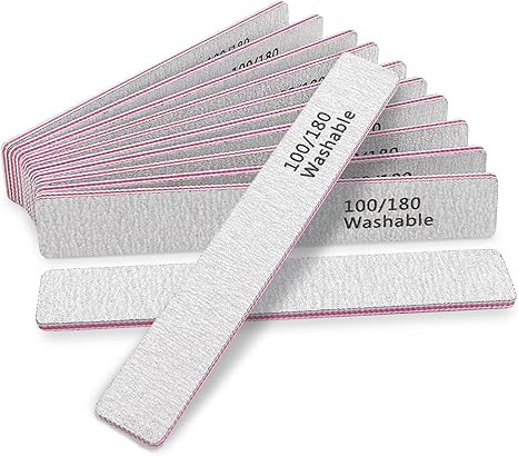 Nail File 12 PCS Professional Reusable 100/180 Grit Double Sides Washable Nail File Manicure Tool... | Amazon (US)