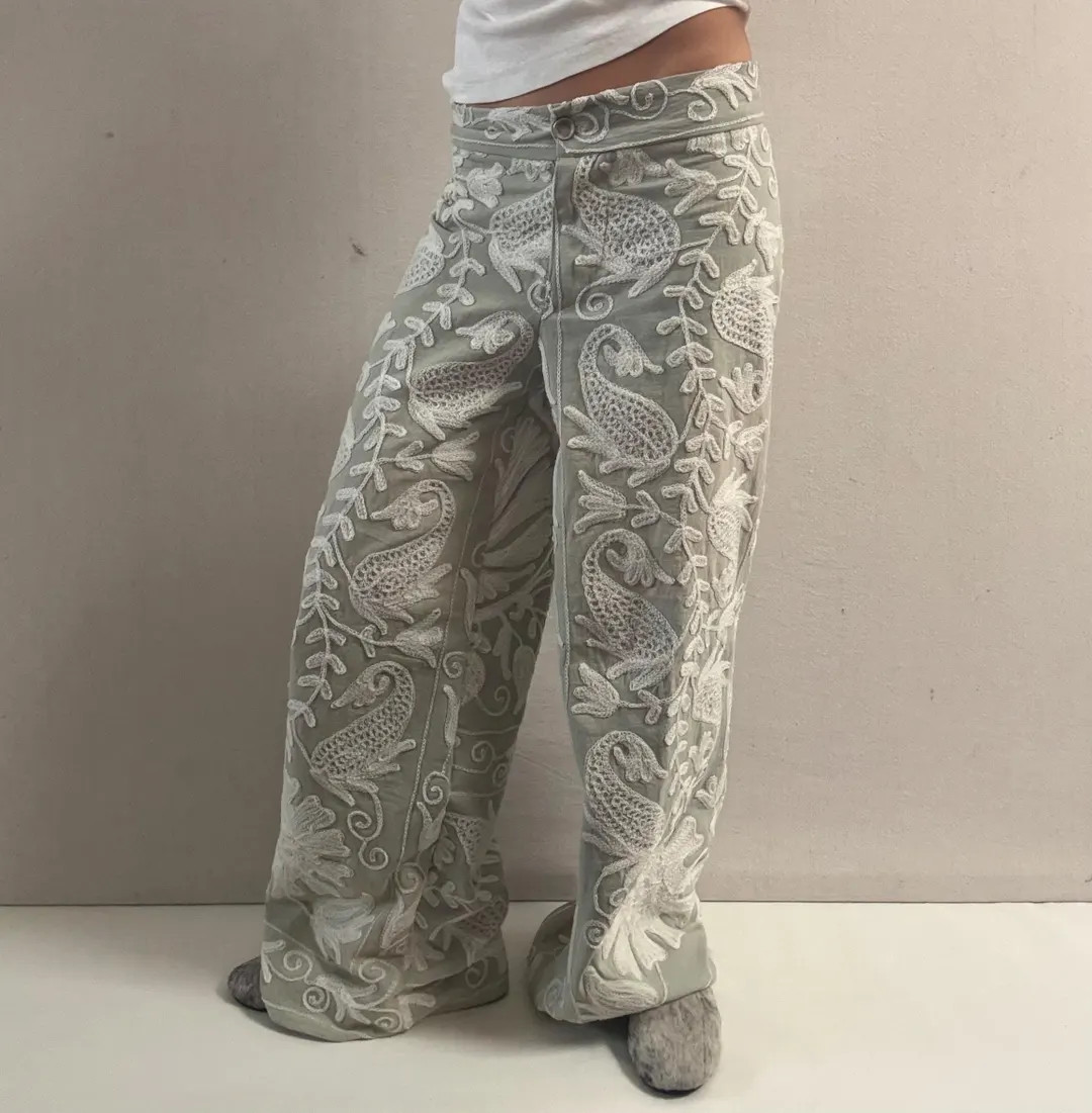 Embroidery pants | Etsy (US)