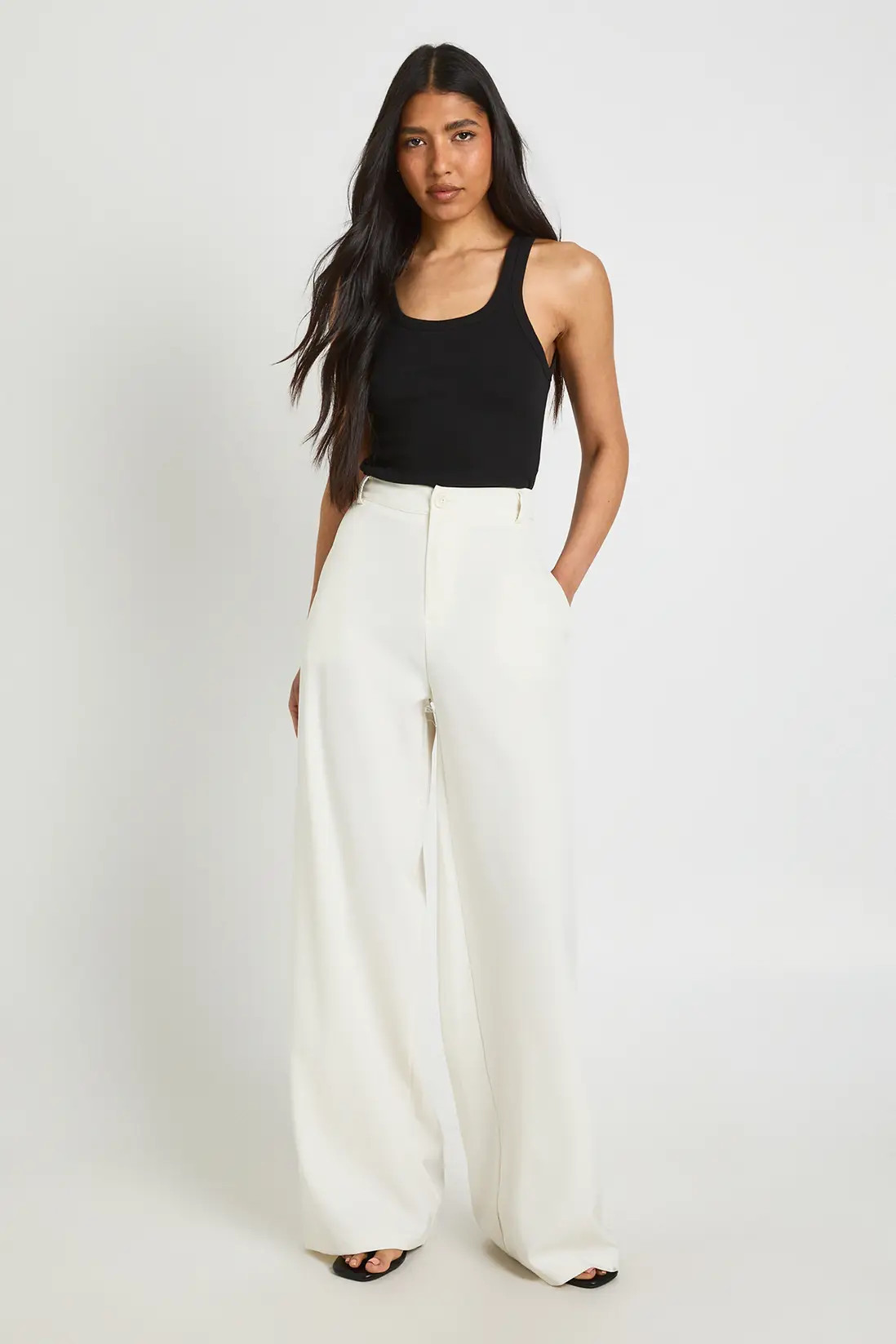 Cream Tall Straight Leg Trousers | Boohoo USA | boohoo (US & Canada)