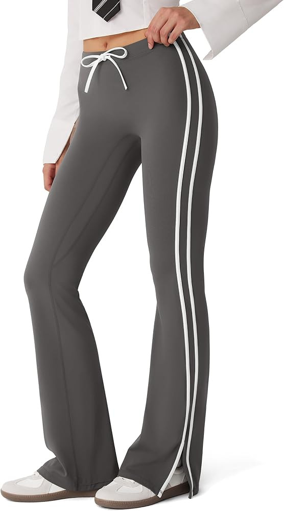 MOOSLOVER Women Flare Leggings Side Stripe Split Bell Bottom Track Pants | Amazon (US)