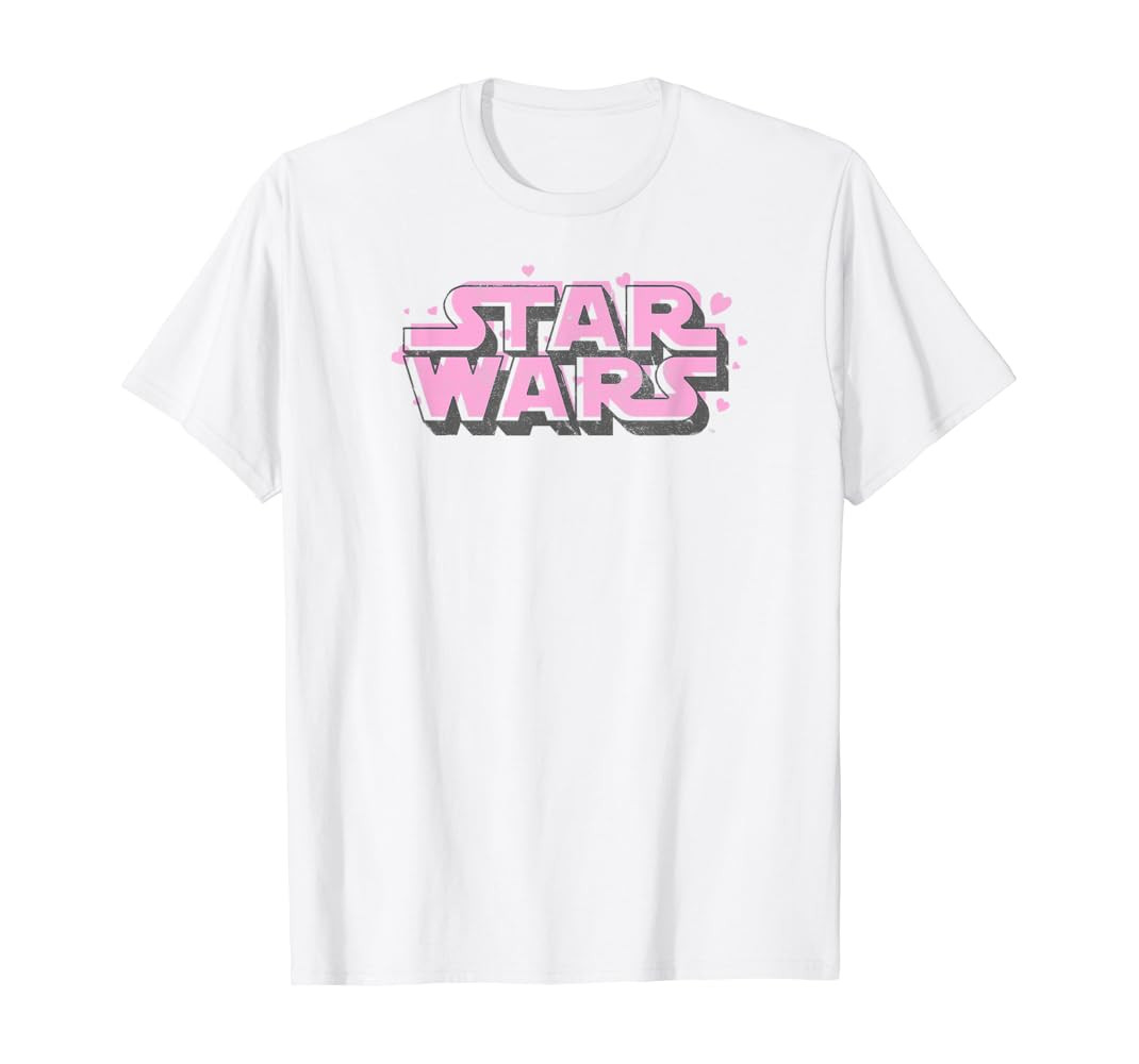 Star Wars Valentine's Day Pink Hearts Logo T-Shirt | Amazon (US)