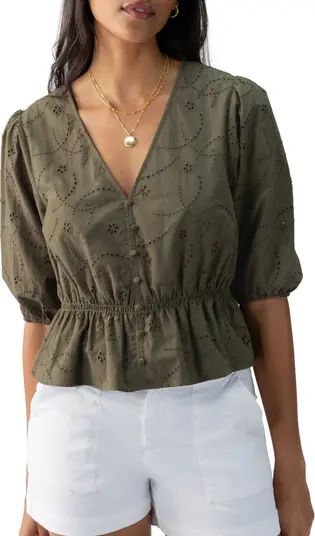 Eyelet Embroidered Peplum Cotton Top | Nordstrom