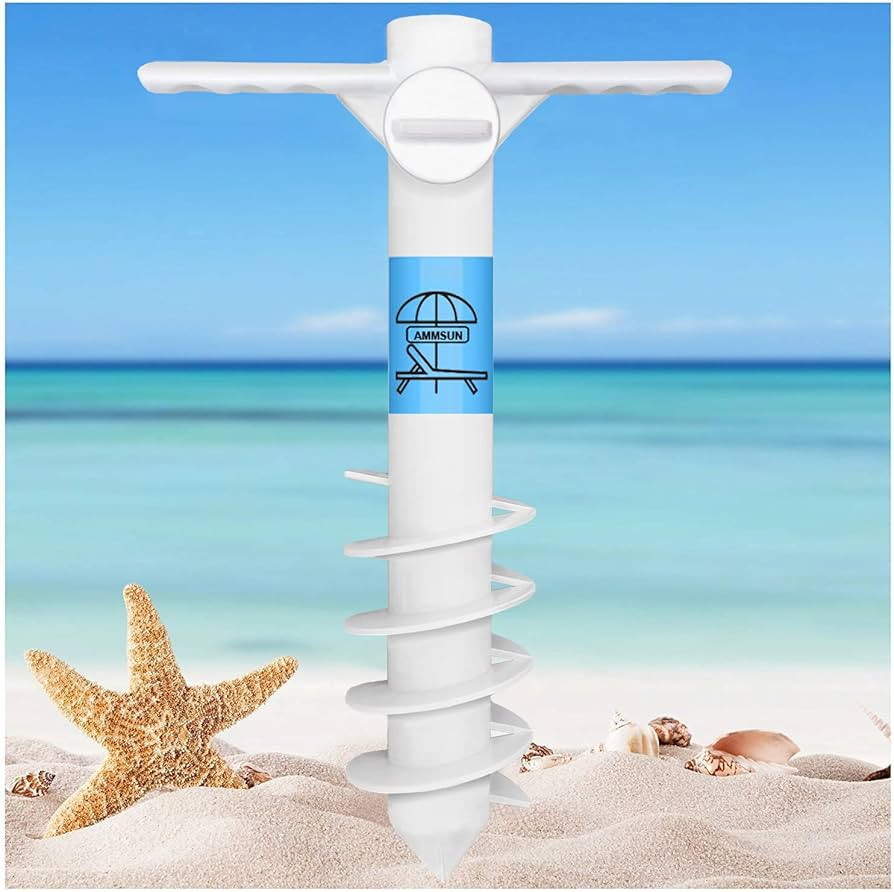 AMMSUN Beach Umbrella Sand Anchor Heavy Duty, Outdoor Umbrellas Base with 5 Spiral Screw, Univers... | Amazon (US)