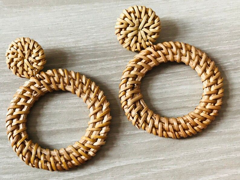 Woven Rattan Earrings for Women Handmade Boho Straw Wicker Braid Drop Dangle Earrings Lightweight... | Etsy (CAD)
