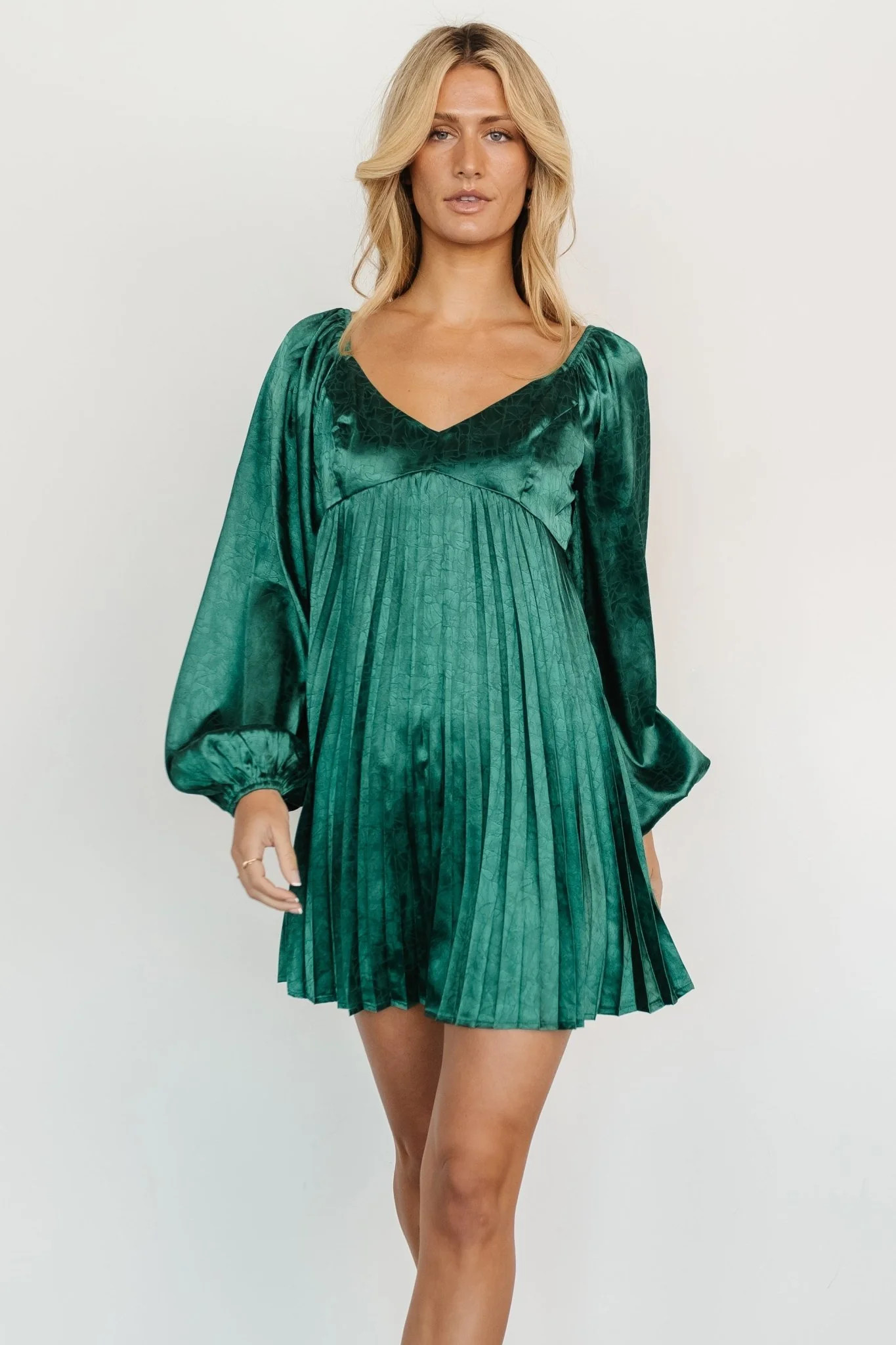 Volos Pleated Mini Dress | Green | Baltic Born