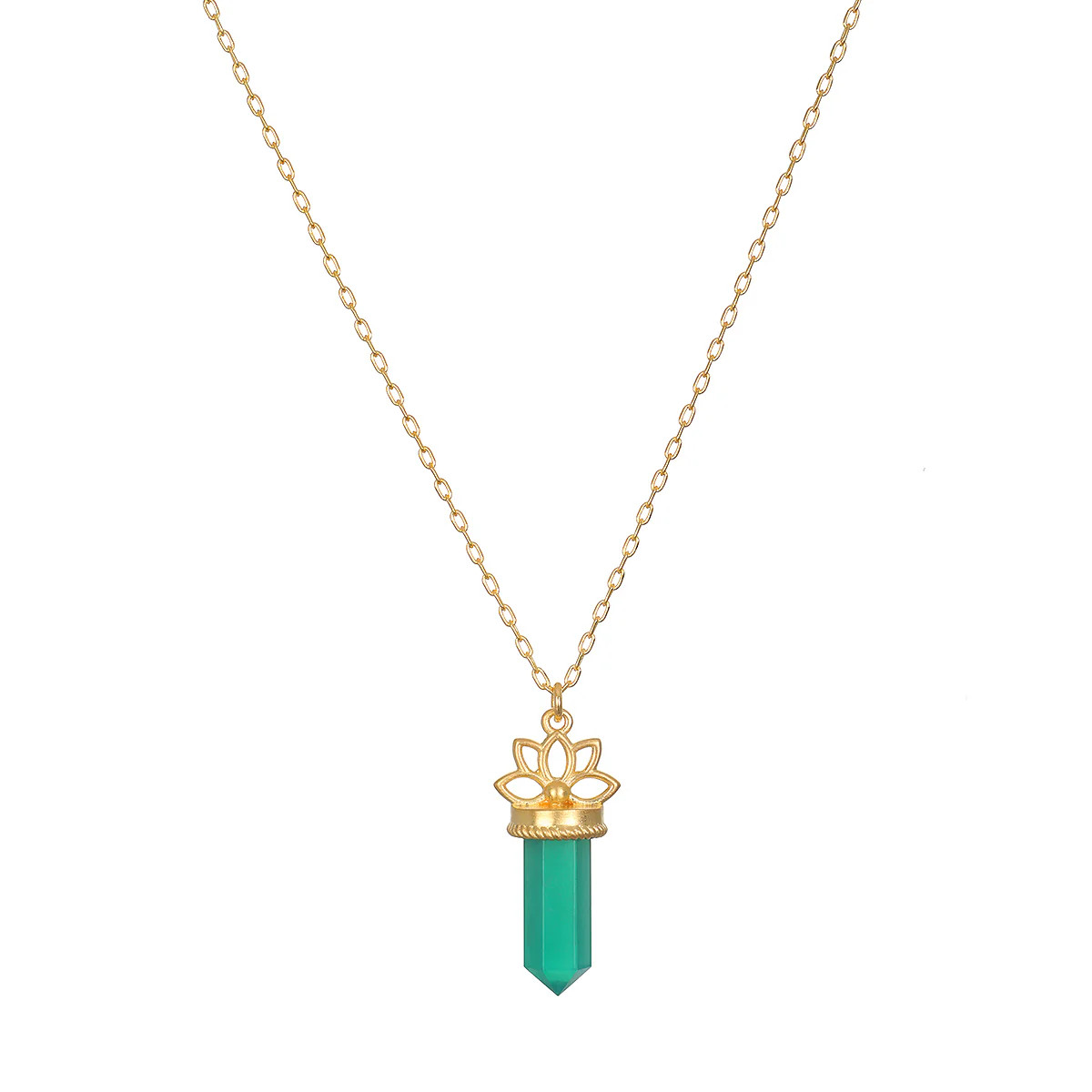 Green Onyx Lotus Necklace | Satya Jewelry