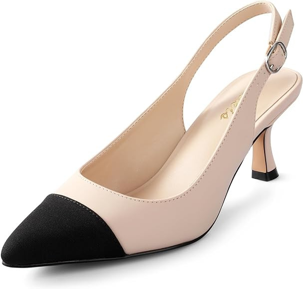 Ankis Slingback Heels for Women Closed Toe Women's Pumps Kitten Heel Wedding Party Casual Dress S... | Amazon (US)
