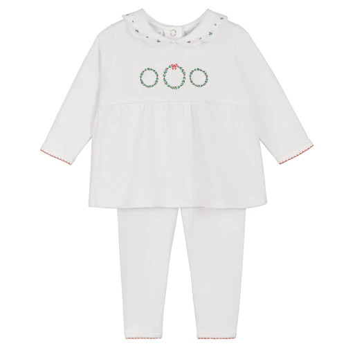 Girls Holiday Wreath Cotton 2-Piece Set | Feltman Brothers