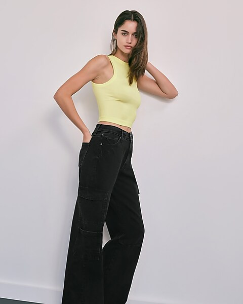 Body Contour Seamless Ribbed High Neck Cropped Tank | Express