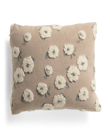 20x20 Floral Jacquard Embroidered Sherpa Flowers Pillow | TJ Maxx