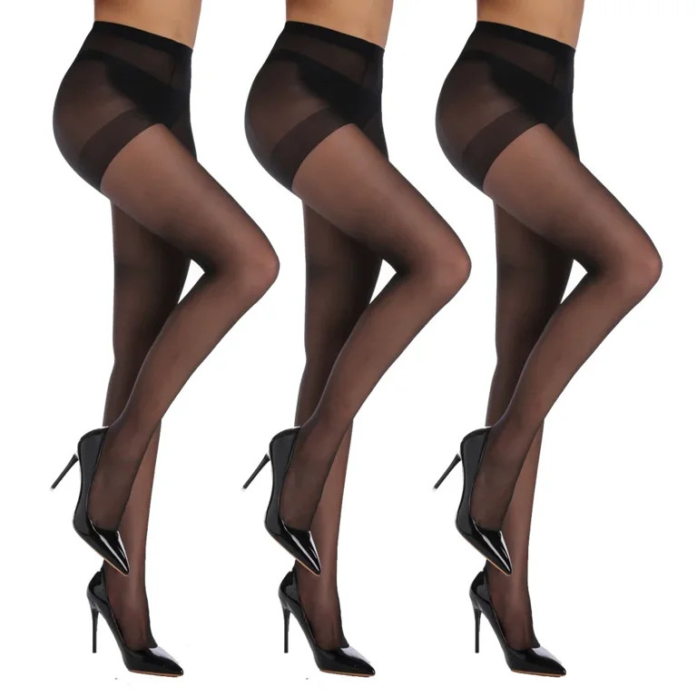 LOOIKOOS 3 Pairs Black Sheer Tights for Women,20D Tight for Women Tummy Control Sheer Stockings (... | Walmart (US)