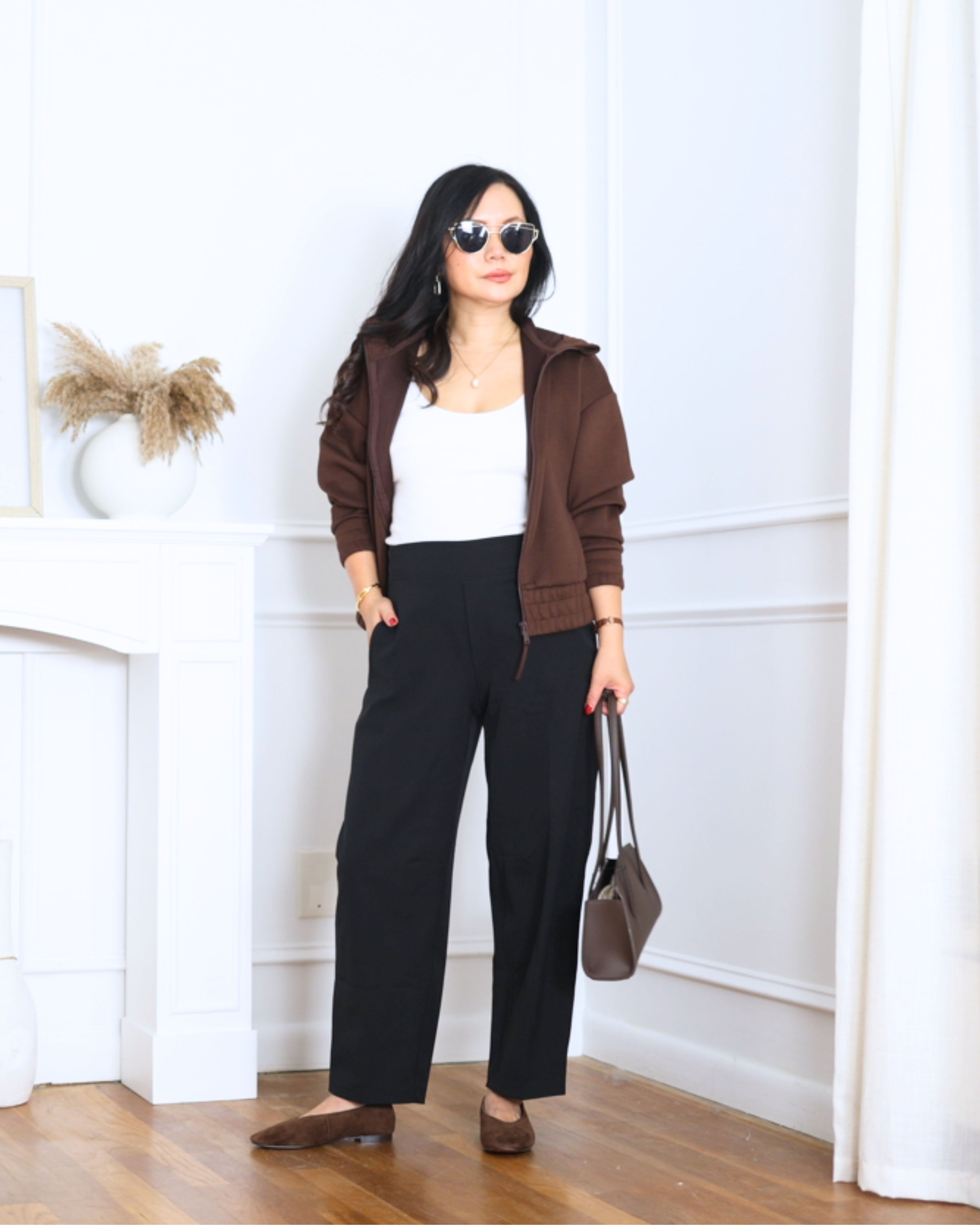 This AVIA jacket from Walmart is exactly the kind of length I look for as a petite. The shorter cut hits at just the right spot and makes my legs look longer. I’m wearing size xs. Pairing with this Barrel leg pants. 

 #LTKSeasonal #LTKOver40 #LTKPetite