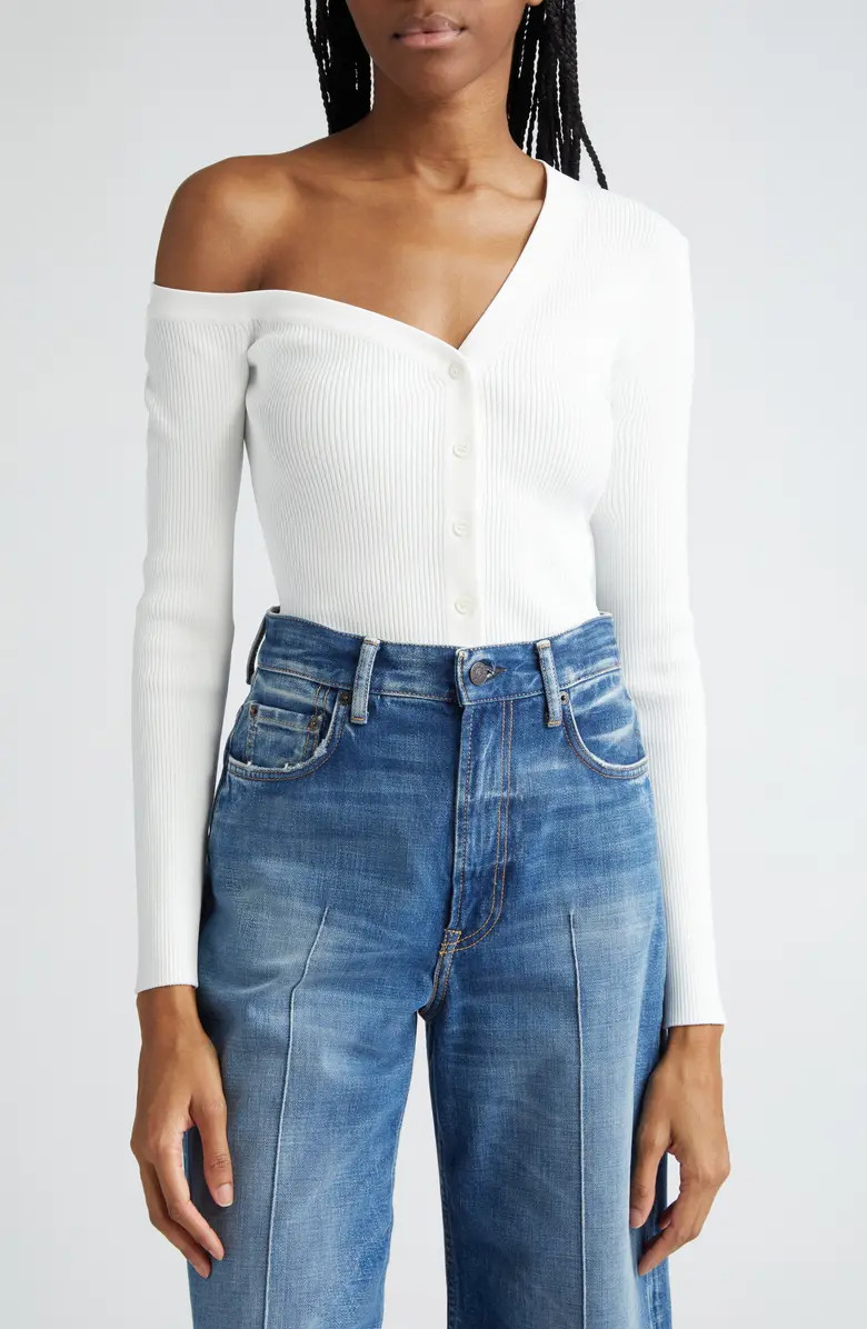 Craftsman One-Shoulder Rib Cardigan | Nordstrom