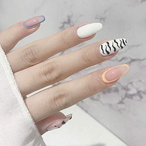 Poliphili 24Pcs Fashion Glossy Full Cover Coffin Pattern Acrylic Fake Nails Tips Party Night Club... | Amazon (US)